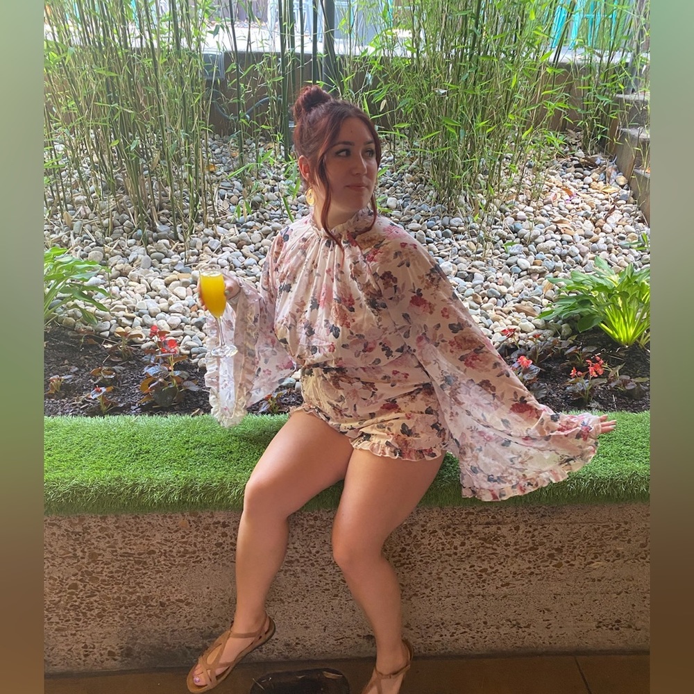 Backless floral romper